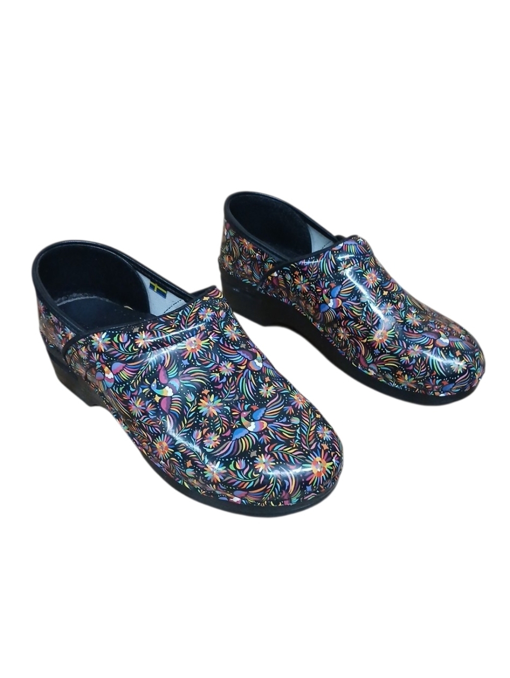 Bjork Rainbow Bird Colorful Floral Pattern Slip-On Clogs Size 41